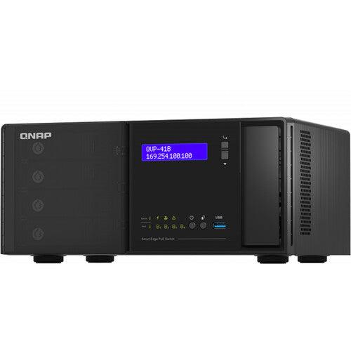 (NEW VENDOR) QNAP QVP-41B-8G-P (QVR Pro Appliance with 16-Port PoE Switch) 4-Bay NVR | Intel Celeron Quad Core CPU