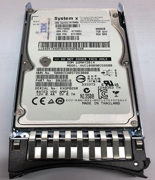 (NEW PARALLEL) IBM 81Y9927 900GB 10000RPM SAS 6GBPS 2.5INCH SFF HOT SWAP HARD DRIVE WITH TRAY - C2 Computer