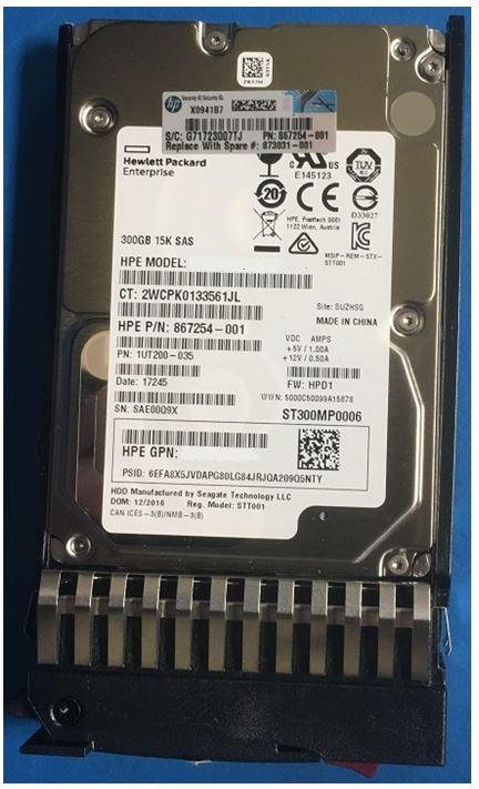 (USED) HPE 867254-001 300GB 2.5 INCH SAS-12GBPS 12GBPS 15000RPM 硬碟 - C2 Computer