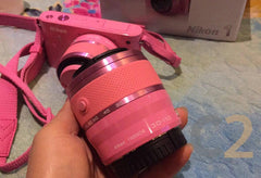 (USED)尼康/Nikon J1 （10-30mm，30-110mm）雙鏡頭 單電/微單 復古 粉色限量版 旅行 Camera 90% NEW - C2 Computer